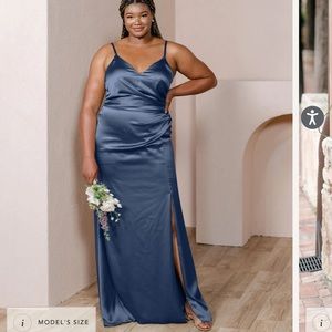 Revelry Rory Satin Dress Navy Blue (as shown in first pic)